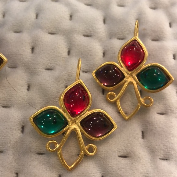 Cabochon 3-Stone Earrings-Pick Your Color! - Picture 7 of 15